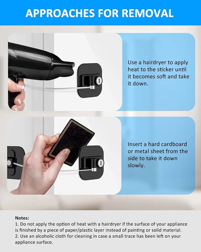 Refrigerator Lock, Cabinet Locks for Babies, 2 Pack DUOSI Child Safety Fridge Lock Cabinet Locks with Keys, Baby Proofing Safety Locks for Kitchen Cabinets and Drawers, Windows, Doors and More