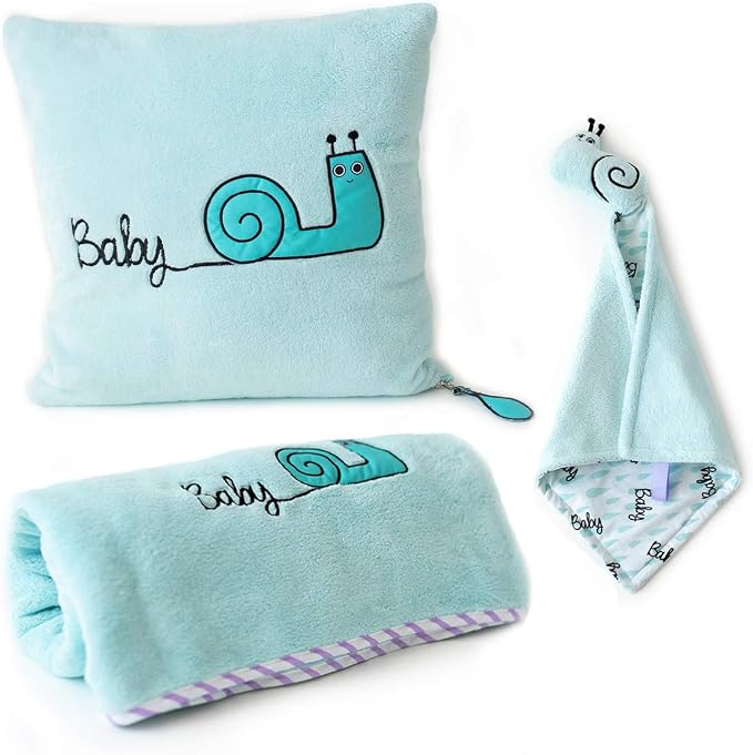 Milk&Moo Baby Swaddle Sleep Sack, Baby Swaddle Blanket Set, Soft Muslins Swaddle Blankets, Baby Receiving Blanket with Baby Pillow and Baby Security Blanket, Blue