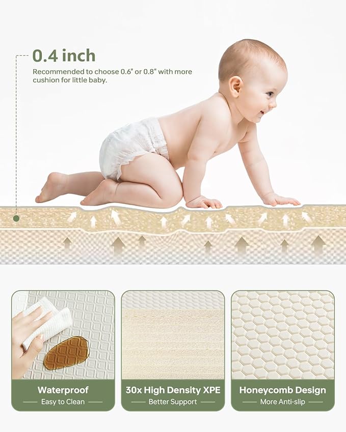 BG-BABYGO Baby Play Mat, Reversible Baby Girl Play Mat for Floor, Foam Padded Playmats for Babies and Toddlers, Large Foldable 78"x70" Waterproof Baby Crawling Mat for Indoor&Outdoor&Travel(70*78*0.4)