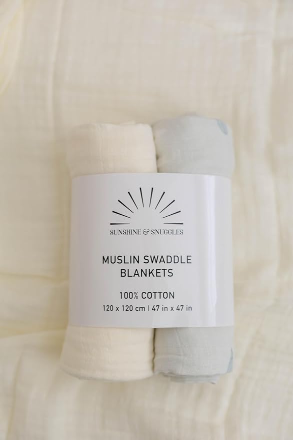 Soft 100% Cotton Swaddles for Newborns, 2- Pack - Large, Breathable Baby Blanket - Versatile, Durable Muslin Swaddle Blankets - Perfect Newborn Essentials