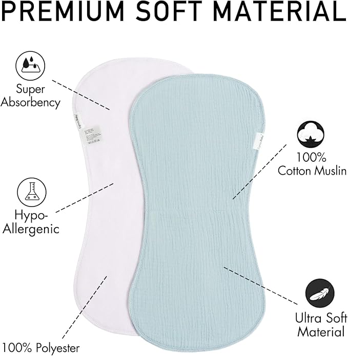 Muslin Burp Cloths for Baby,Organic Burping Cloths for Babies Boys Girls,Spit Up Rags Extra Soft and Absorbent 10 Pack
