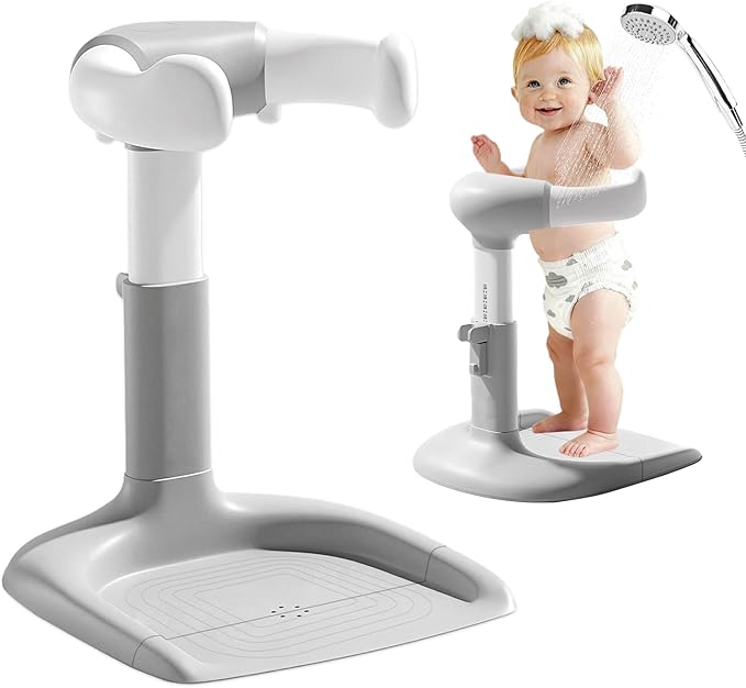 Baby Shower Stand - Adjustable Height Baby Shower Standing Support | Baby Bath Stand Soporte para Bañera de Bebé | Toddler Shower Stand Assist Holder for 8-36 Months Toddler Baby Standing Bath
