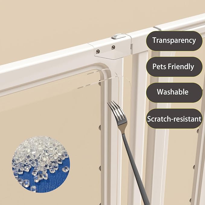 Baby Gate for Stairs and Doorways | Extra Wide, Auto Close, No Drilling Pressure Mounted, Walk Through Door, For Dogs & Cats