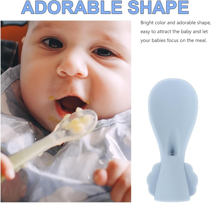 GLEAVI Silicone Baby Feeding Spoon Set with Food Pouch Squeeze Spoon Attachment for Infant Pureed Food Feeding Soft Reusable Infant Feeding Utensils 2-Pack