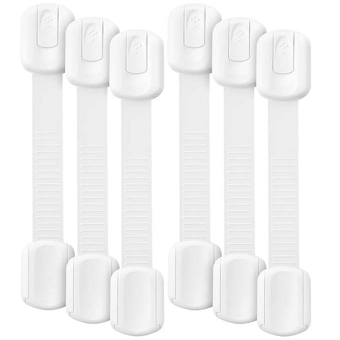 Bates- Child Safety Strap Locks, 6 Pack, Child Proof Cabinet Latches, Child Safety Cabinet Locks, Drawer Locks Baby Proofing, Baby Cabinet Safety Latches, Baby Proof Cabinet Locks