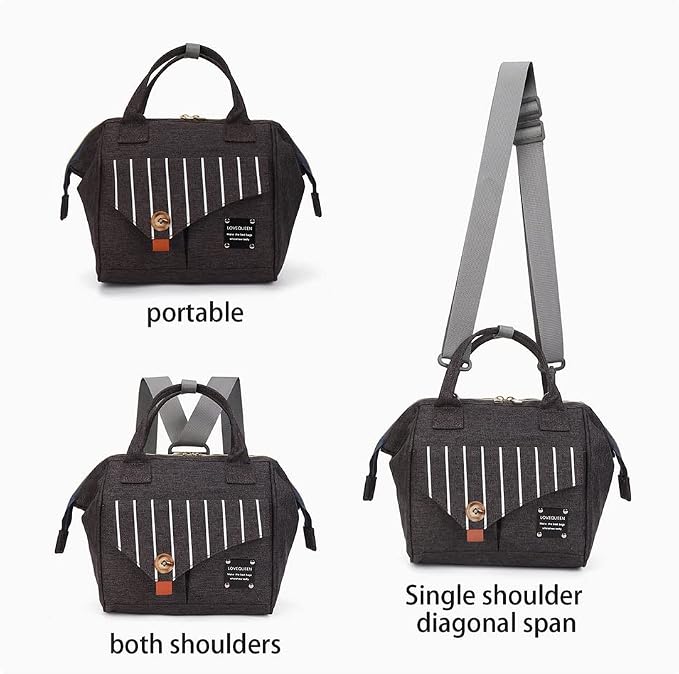 Diaper Bag Backpack- Baby Waterproof Multi-Function Mini Smart Diaper Bag Backpack With Insulation Pocket Baby Messenger for Outdoor & Working Mothers, Small Size (Black)