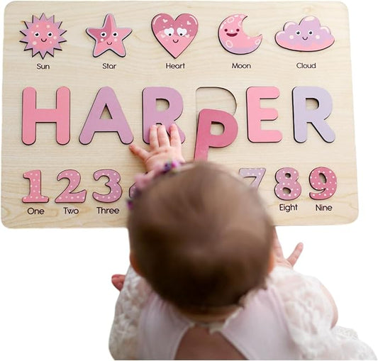 Personalized Wooden Name Puzzle for Toddlers Ages 1-3, Montessori Educational Toys, Custom Baby Gifts for Boys & Girls, Perfect for Birthdays, Christmas, Easter, or Baby Showers