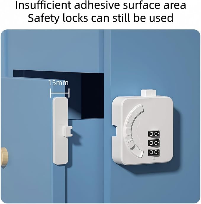 2 Pack Child Proof Refrigerator Lock,Keyless combination lock with adhesive backing,Wardrobe Drawers Anti-pinch Child Lock,Furniture Safety Lock (2 Pack, Narrow Frame Style)