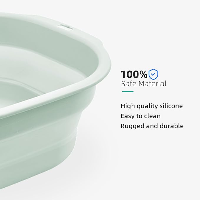 2 Pack Collapsible Wash Basin Set, Foldable Dish Tub, Small Medium Portable Sink for Kitchen, Camping, RV, Baby Bottles, Laundry, Plastic Washbasin -Green