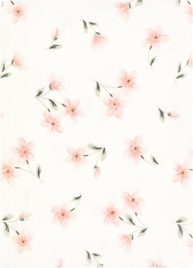Hudson Baby Unisex Baby Cotton Flannel Burp Cloths Bundle, Pink Dainty Floral, One Size