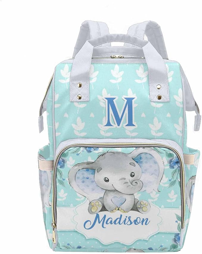 M YESCUSTOM Personalized Baby Diaper Bag Large Capacity Mommy Bags, Animals Baby Backpack Custom Name Backpack Blue Casual Daypack Nappy Bag Gifts for Women Daughter