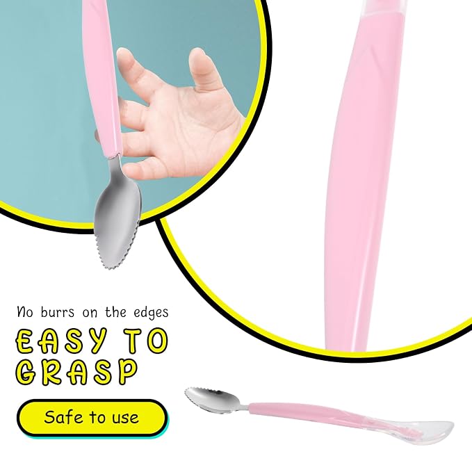 1pcs Double Head Baby Spoon,Silicone Baby Fruit Scraping Mud Spoon Feeding Spoons Training Spoon Set for Infants Baby,