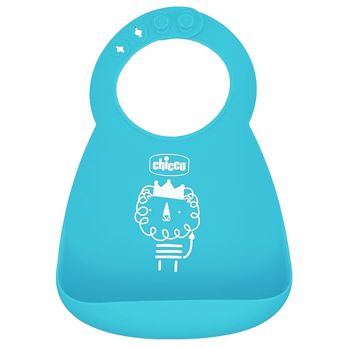 Chicco Easy Start Silicone Feeding Set | Dishes for Baby-Led Weaning | Suction Bowl | Adjustable Bib | Soft Spoon | BPA-Free | 3 Piece Set | 6m+ | Teal