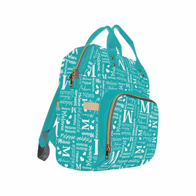 InterestPrint Personalized Diaper Bag with Name Custom Light Green Monogram Diaper Bag Customized Signature Mommy Nappy Bag Fashion Backpack Shoulder Bag Casual Daypack Bag for Travel Outside