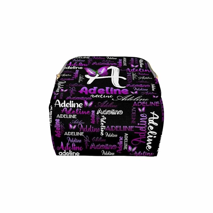 InterestPrint Custom Name Diaper Bag Personalized Purple Butterfly Logo Text Nappy Bags Customized Signature Diapering Bag Casual Daypack Travel Backpack Shoulder Bag for Hiking Camping Work