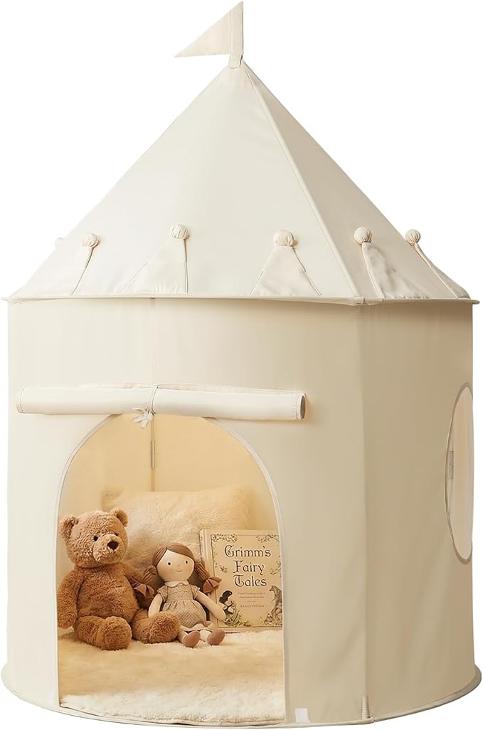 Golden Beige Kids Tent: Pop up Kids Play Tent Made by Peachskin Fabric - Toddler House for Indoor & Outdoor - Great Princess Castle for Baby