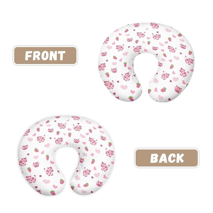 Western Cow Print Nursing Pillow Cover Baby Boy Girl Gender Breastfeeding Slipcover Infant Newborn Nursery Bottle Pillowcase-Pink
