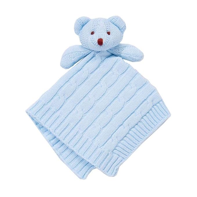 Baby Mode Blue Cable Knit Security Blankie