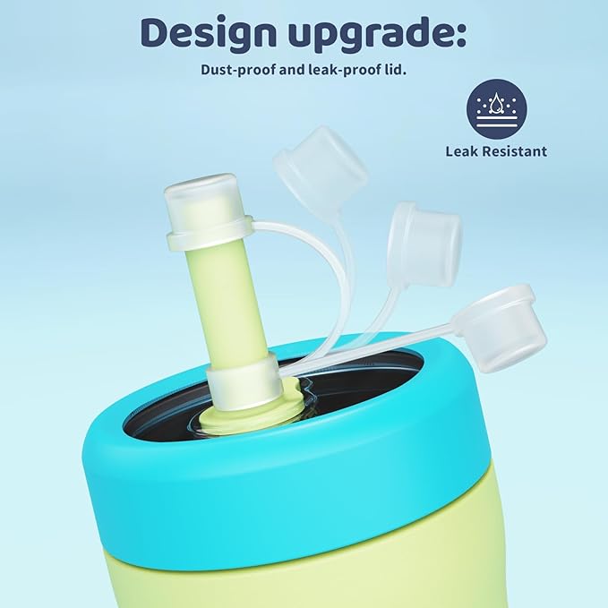 Sursip Toddler Kids Insulated Tumbler with Straw and Lid, 12 oz Vacuum Stainless Steel Sippy Cup Spill Proof with Transparent Visible Lid, BPA Free & Dishwasher Safe - Planet