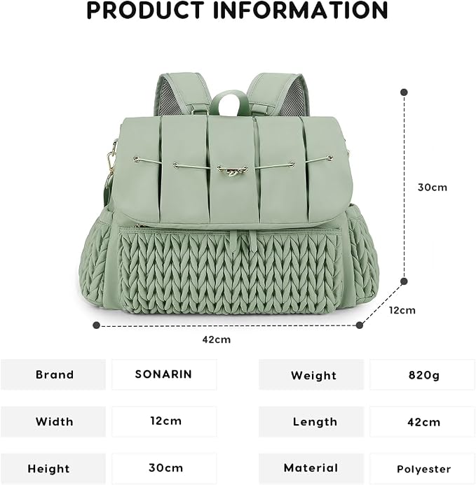 SONARIN Convertible Diaper Bag Backpack Waterproof Nappy Changing Bag Travel Mummy Bag with Changing Pad & Shoulder Strap(Green)