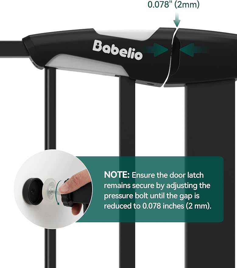 Babelio 36" Tall Upgraded Baby Gate with Cat Door,29-43" Auto Close Durable Dog Gate for Stairs,Doorways and House,Easy Walk Thru,Includes 4 Wall Cups,Black