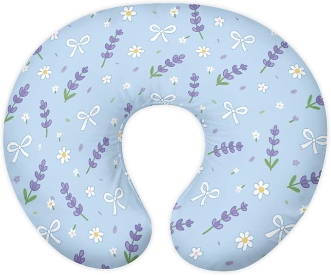 Lavender Bow Soft Nursing Pillow Covers Removable Girls Breastfeeding Pillow Slipcover Comfy and Stretchy Pillows Covers Fits Infant Nursing Pillows Case
