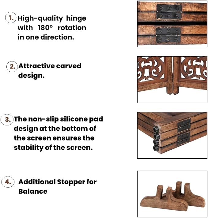Decorative Wooden Pet Gate, Dog Fence, Cat Gate, Foldable, Adjustable, Portable, Extra-Wide, Wooden Dog Barrier, Free-Standing Puppy Gate 4 Panels for Indoor, Doorways, Stairs-26x52 Inch Burnt Antique
