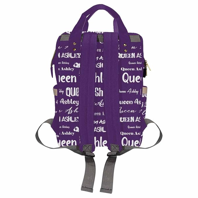 InterestPrint Personalized Name Diaper Bag - Customized Funny White Font Purple Nursing Backpack With Name - Laptop Daypack Travel Bag for Mom Mother Men