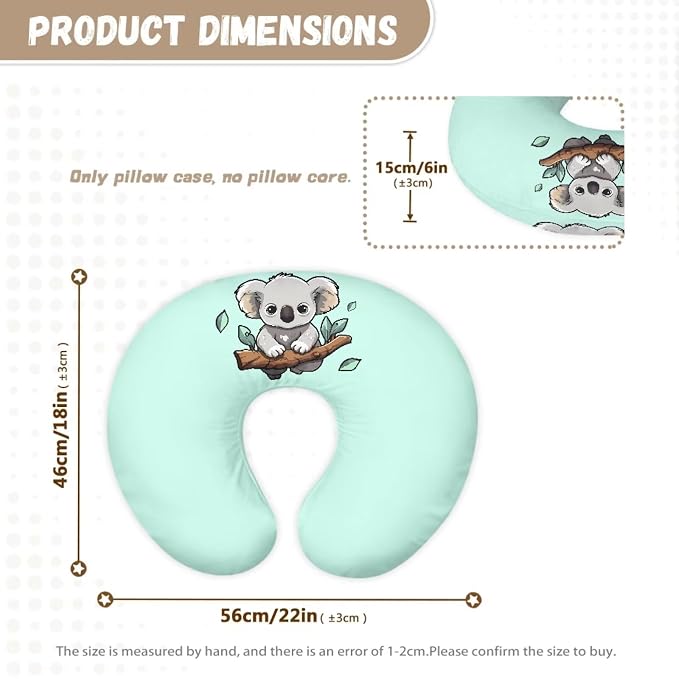 Koala Branches Nursing Pillow Cover, Washable & Breathable Nursing Pillow Case for Newborn Breastfeeding Pillow Slipcover for Baby Boys & Girls