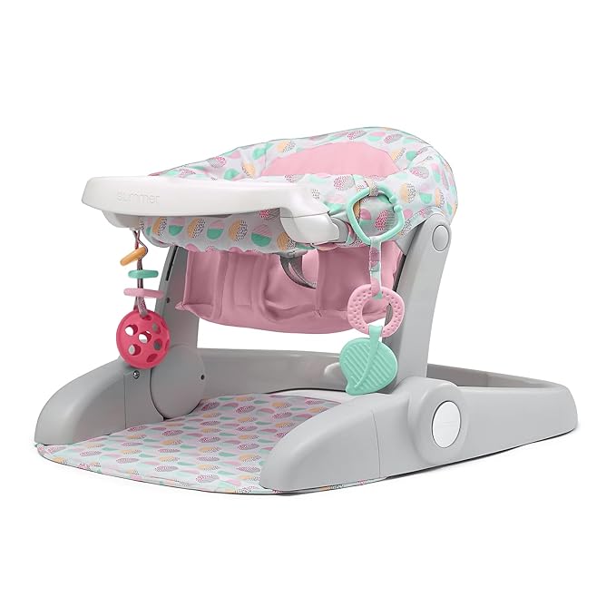Summer Infant Learn-to-Sit Stages 3-Position Floor Seat, Sweet-and-Sour Pink ??Sit Baby Up to See The World ??Activity Seat is Adjustable ??Includes Toys and Tray