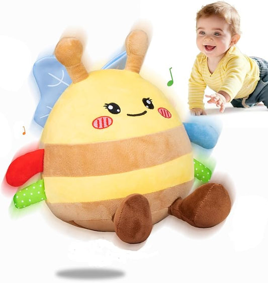 Dancing Bee Baby Toys 6-12 18 Months, Musical Crawl Plush Bee Baby Toys 9 Month Old, Tummy Time Bouncing Bee Toys for One Year Old Boy Girl, Singing Recording Repeats What You Say