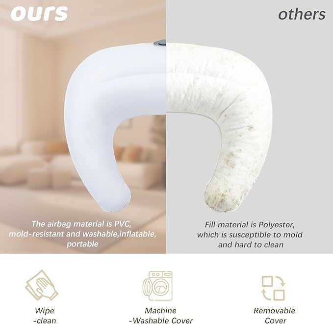 KAKIBLIN Nursing Pillow, Inflatable Breastfeeding Pillows, Hands-Free Feeding Pillow for Back Pain Relief with Waist Strap, Travel Nursing Pillow, Breastfeeding Bottle Support for Baby Girl Boy