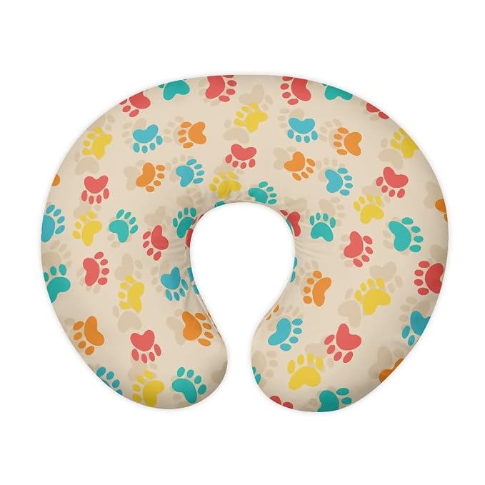 Multicolored Dog Paw Breastfeeding Pillow Slipcover for Baby Ultra Soft Comfortable Newborn Nursing Pillow Case Stretchy Replaceable Pillow Cover Slipcover