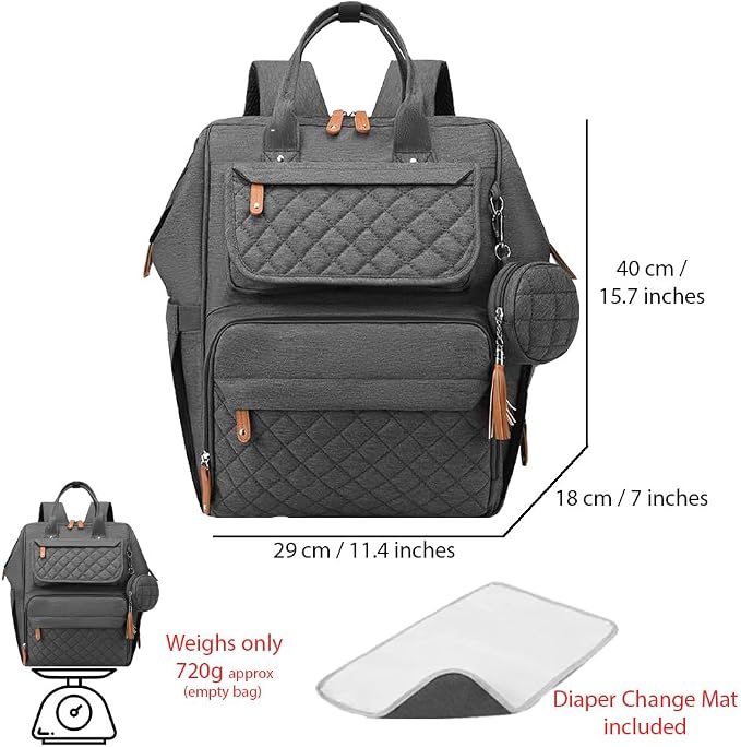 Baby Diaper Bag Backpack - Waterproof Diaper Bag with Changing Pad, Pacifier Case, Bottle holder & Stroller Straps, Multifunctional Diaper Bag (Explorer-Midnight Black)