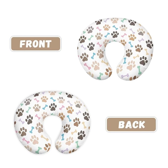 Dog Paw Nursing Pillow Support Cover with Hidden Zipper Ultra Soft Comfortable Breastfeeding and Bottle Feeding Nursing Pillowcase for Baby Boys & Girls, Machine Washable