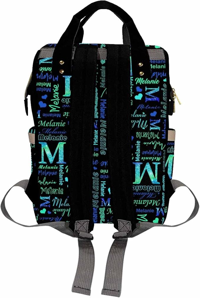 Artsadd Custom Name Diaper Bag Mommy Nappy Bags, Personalized Gradient Green Glitter Handbags Large Capacity Multi-Function Nursing Bags for Outdoor Shopping Travel