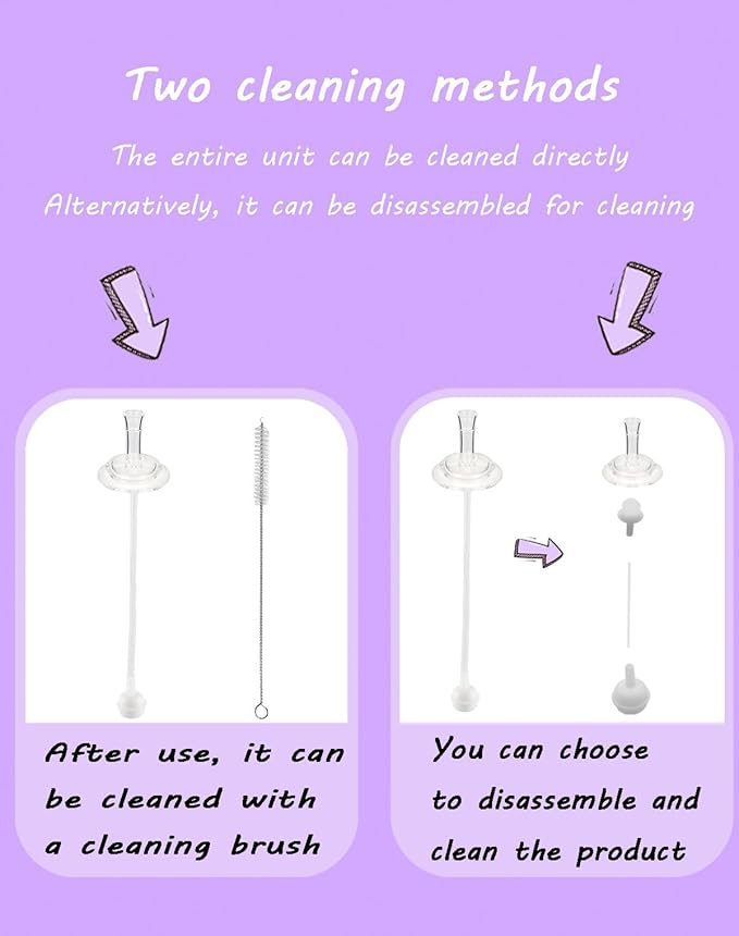 Straw Cup Conversion Kit for Dr Brown Narrow and Narrow Glass Baby Bottles, Weighted Straw Replacement with Soft Straw Top and Handle, for Babies 6+ Months, Set of 4