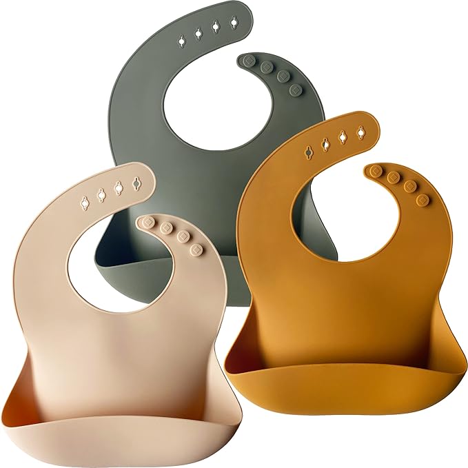 Moonkie Silicone Baby Sippy Cups 2-Pack | 3-Stage Training Cup for Infants & Toddlers | 4oz + Silicone Baby Bibs Set of 3 | BPA-Free, Waterproof, Adjustable Feeding Bibs for Babies & Toddlers | Perfec
