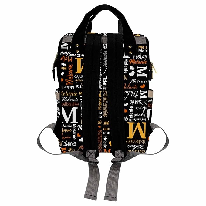 InterestPrint Personalized Monogram Mommy Bag Customized Black White Yellow Name Diaper Bag Custom Logo Text Nappy Bag for Mom Casual Travel Daypack Bags Shoulder Bag for Best Friend Sister