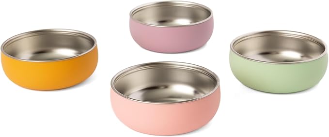 Monkey Proof??Non-Toxic Stainless Steel Child Bowl 5??with Non-Slip Silicone Shell, (Set of 4 bowls) Unbreakable, Mess Free Feeding for Babies, Toddlers, Kids, BPA free (Garden Party)