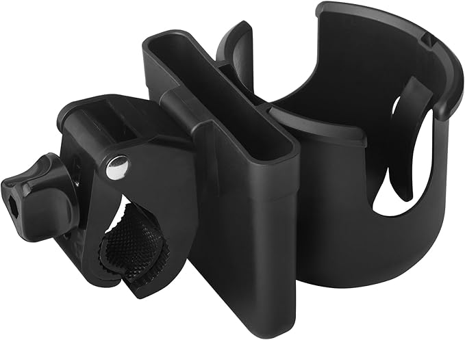 Universal Stroller Cup Holder with Phone Holder, 360°Rotatable Bottle Holder with Strong Clip, Accessories for Stroller, Bike, Wheelchair, Walker, Scooter (UM-SCH-B2410, Large)
