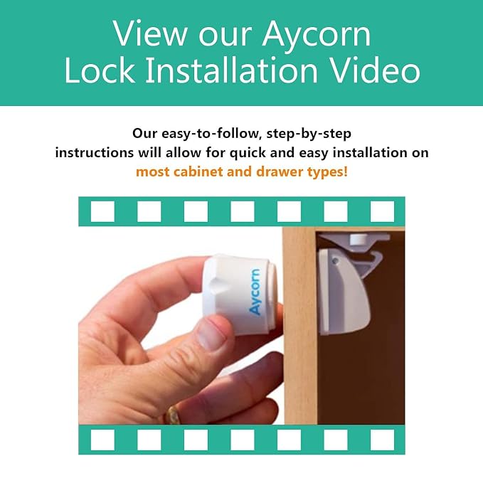 AYCORN Cabinet Locks + 4X Spare Keys - Cabinet Locks for Babies, Magnetic Child Proof Locks for Cabinet Doors, 10 Locks, 2 Keys + 4X Replacement Spare Keys