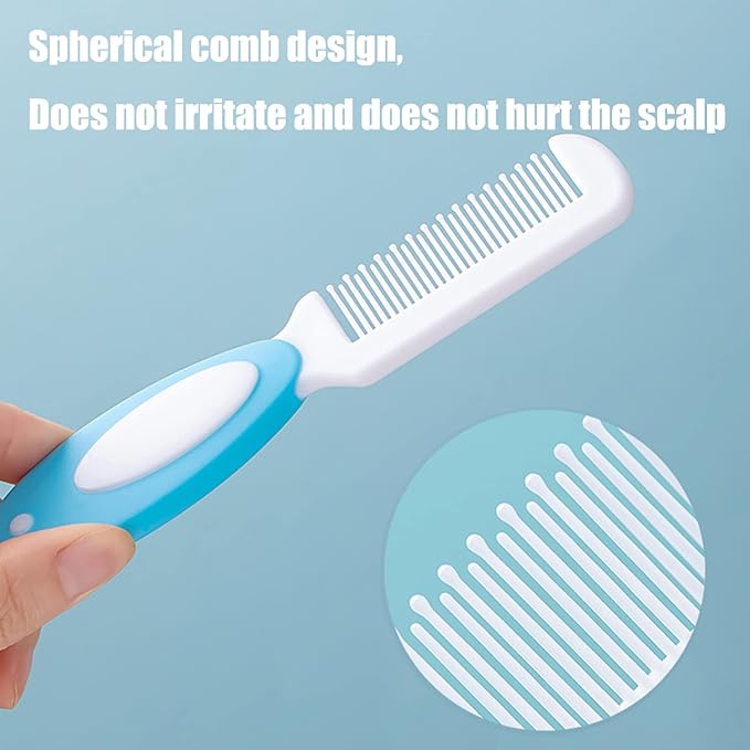 Baby Hair Brush, Cradle Cap Brush, Baby Hair Comb, Baby Hair Brush and Comb Set for Newborns & Toddlers, Baby Brush Soft Bristles, Ideal for Cradle Cap, Perfect Baby Registry Gift (Blue)