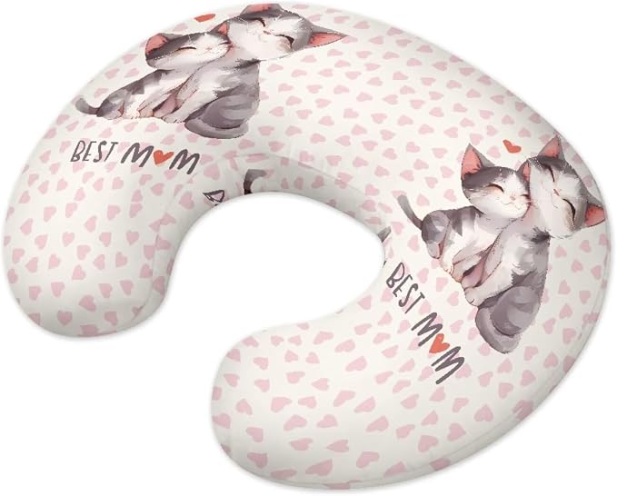 Kitten Snuggling Mom Nursing Pillow Cover Stretchy and Soft Nursing Cover for Breastfeeding Pillows,Pillow Slipcover for Baby Girls Boys Newborn,Love Pattern (Cover Only)