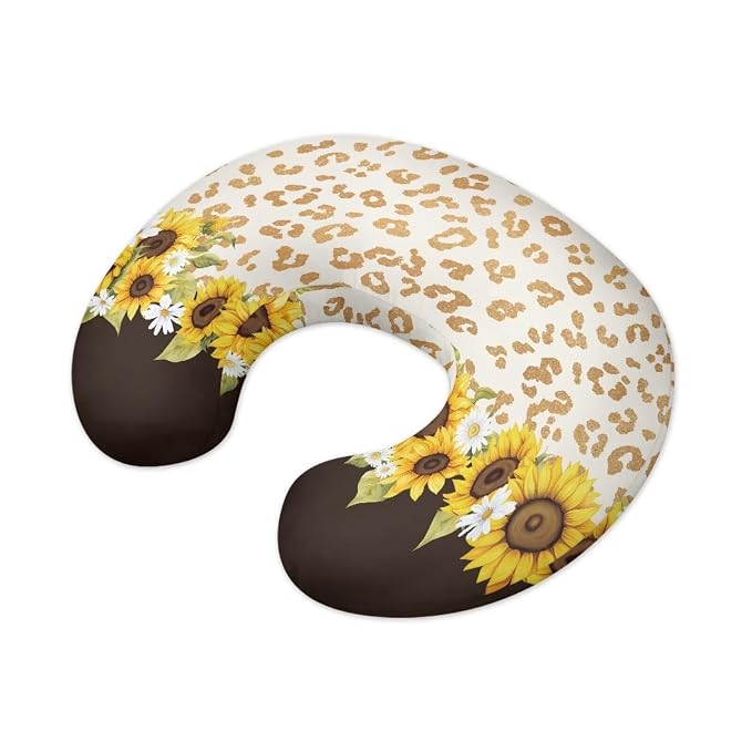 Leopard Sunflower Nursing Pillow Cover, Premium Quality Soft Breast Feeding Pillow Covers Great for Breastfeeding Moms