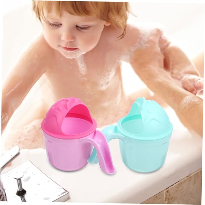 BESPORTBLE 2pcs Baby Bath Rinse Cup Set for Kids Tear-Free Shampoo Rinser for Baby Bathing Soft Lightweight Plastic Shower Cup for Boys and Girls