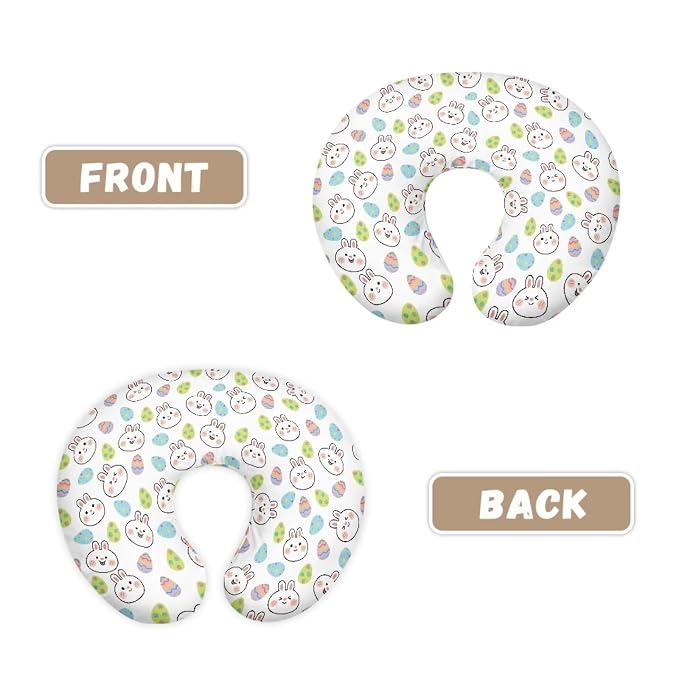 Cartoon Rabbit Nursing Pillow Cover for Infant Removable Neutral Breastfeeding Pillow Cover Colorful Turkey Egg Print Breastfeeding Slipcover Novelty Easter Gift