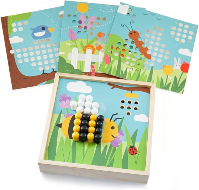 Bigjigs Toys, Garden Art Peg Puzzle, Wooden Toys, Wooden Puzzles, Wooden Peg Puzzles, Toddler Wooden Puzzles, Toddler Puzzles, Wooden Jigsaws, Peg Board, Peg Board for Children
