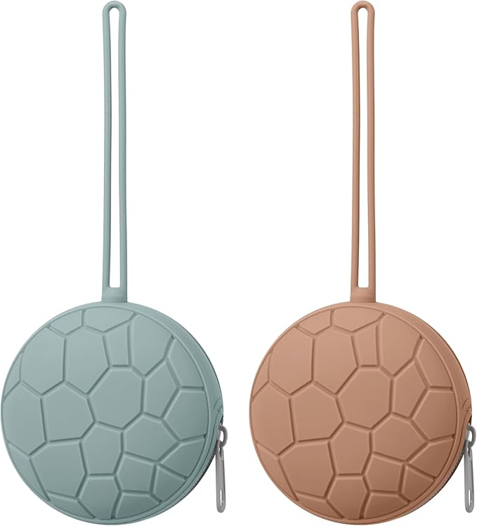 Silicone Pacifier Holder Case, Newborn Baby Pacifier Holder for Boys & Girls (Pale Taupe/Oslo Grey)