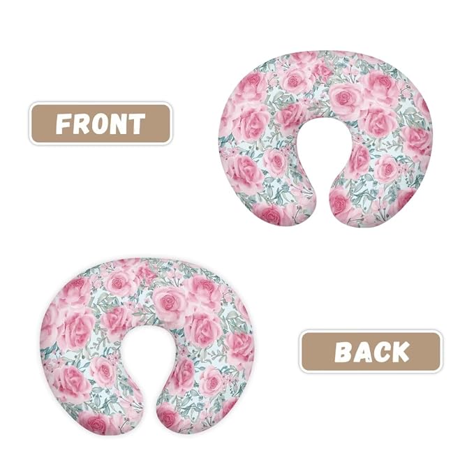 Pink Rose Nursing Pillow Cover for Feeding Cushion Cover Novelty Pillow U-Shaped Breastfeeding Pillow Case with Hidden Zipper